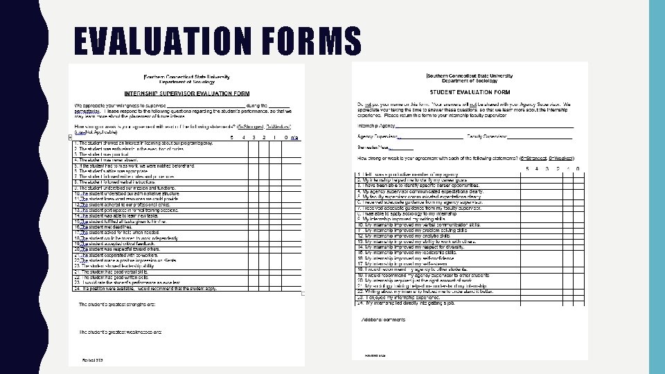 EVALUATION FORMS EVALUATION FORMS
