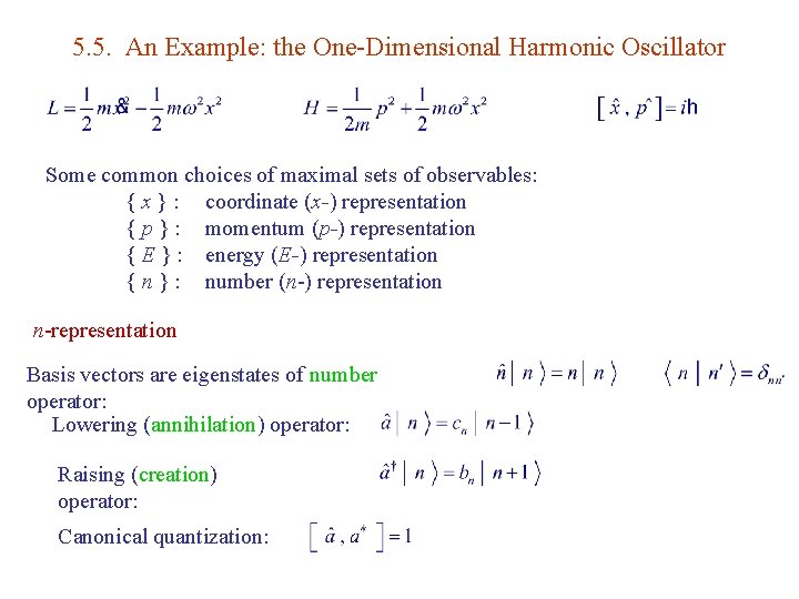 5. 5. An Example: the One-Dimensional Harmonic Oscillator Some common choices of maximal sets