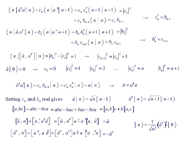 → → … → Setting cn and bn real gives 