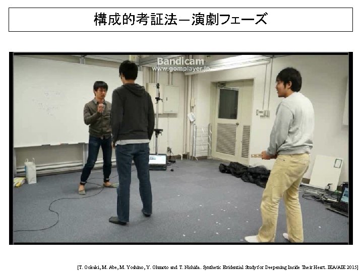 構成的考証法―演劇フェーズ [T. Ookaki, M. Abe, M. Yoshino, Y. Ohmoto and T. Nishida. Synthetic Evidential 構成的考証法―演劇フェーズ [T. Ookaki, M. Abe, M. Yoshino, Y. Ohmoto and T. Nishida. Synthetic Evidential