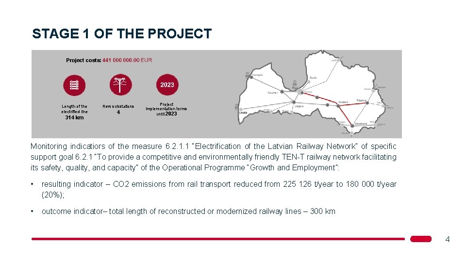 STAGE 1 OF THE PROJECT Project costs: Length of the electrified line 314 km