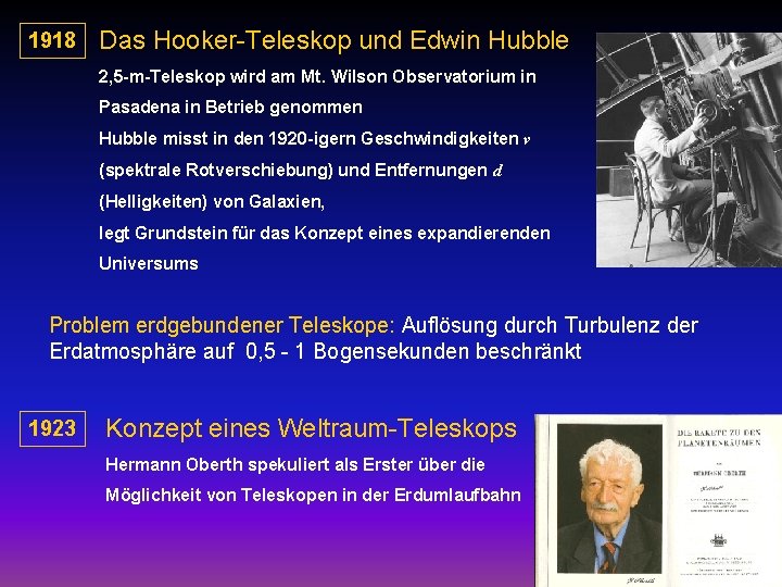 1918 Das Hooker-Teleskop und Edwin Hubble 2, 5 -m-Teleskop wird am Mt. Wilson Observatorium