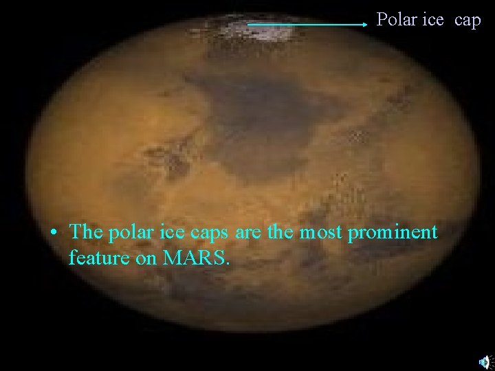 Polar ice cap • The polar ice caps are the most prominent feature on