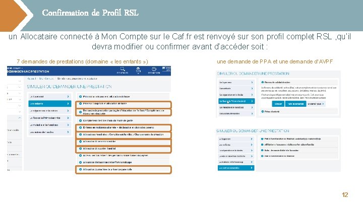 Confirmation de Profil RSL un Allocataire connecté à Mon Compte sur le Caf. fr
