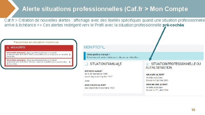 Alerte situations professionnelles (Caf. fr > Mon Compte Caf. fr > Création de nouvelles