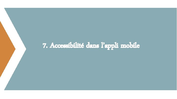 7. Accessibilité dans l’appli mobile 