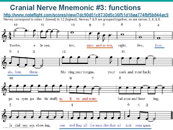 Cranial Nerve Mnemonic #3: functions http: //www. noteflight. com/scores/view/7 dc 90 d 51 c Cranial Nerve Mnemonic #3: functions http: //www. noteflight. com/scores/view/7 dc 90 d 51 c