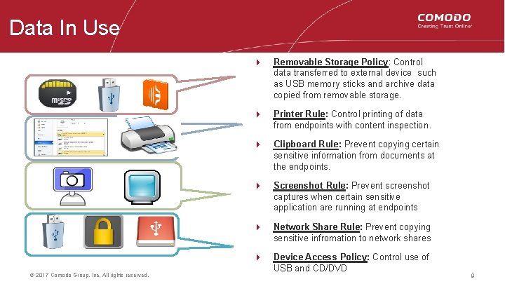 Data In Use © 2017 Comodo Group, Inc. All rights reserved. 4 Removable Storage