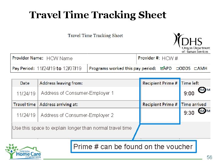 Travel Time Tracking Sheet HCW # HCW Name 11/24/19 to 12/07/19 11/24/19 Address of