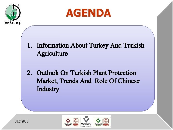 AGENDA 20. 2. 2021 