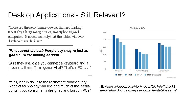 Desktop Applications - Still Relevant? “There are three consumer devices that are leading tablets