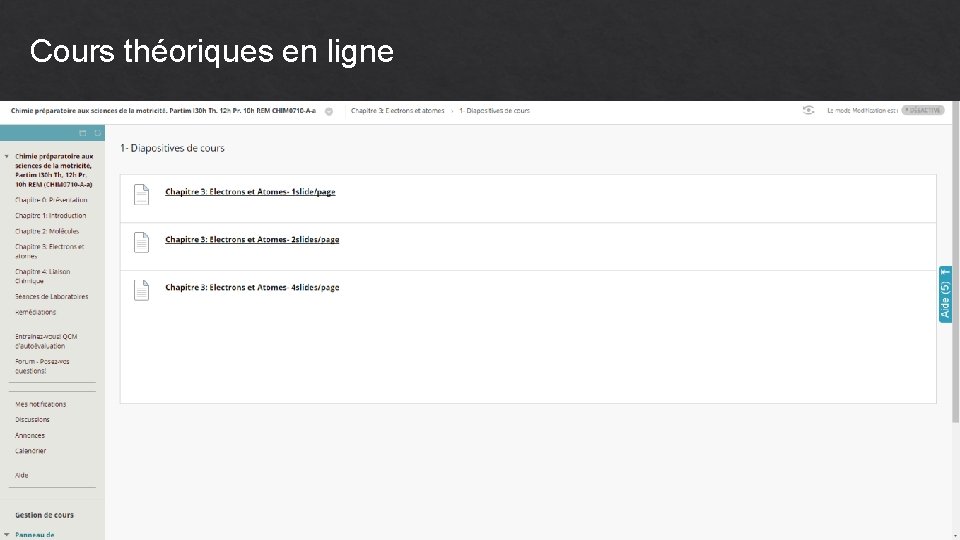 Cours théoriques en ligne 
