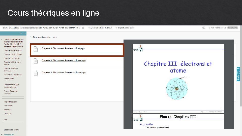 Cours théoriques en ligne 