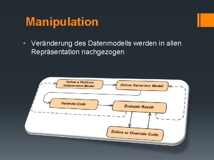 Manipulation • Veränderung des Datenmodells werden in allen Repräsentation nachgezogen Manipulation • Veränderung des Datenmodells werden in allen Repräsentation nachgezogen