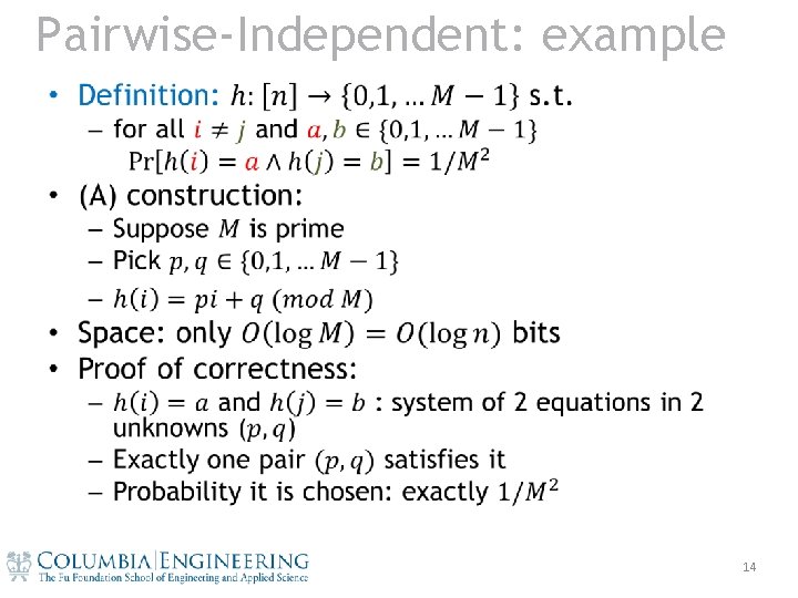 Pairwise-Independent: example • 14 