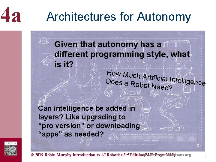 4 a Architectures for Autonomy Given that autonomy has a different programming style, what