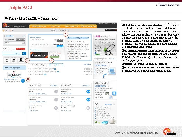 Adpia AC 3 Trang chủ AC (Affiliate Center, AC) 7 8 10 9 ⑦
