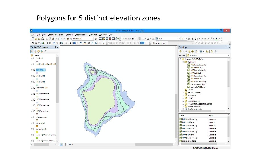 Polygons for 5 distinct elevation zones 