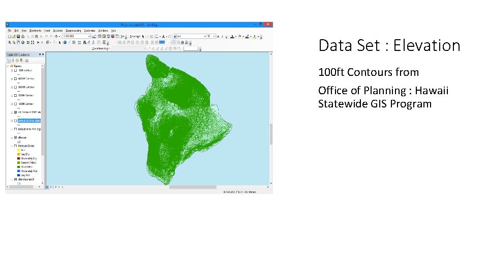 Data Set : Elevation 100 ft Contours from Office of Planning : Hawaii Statewide