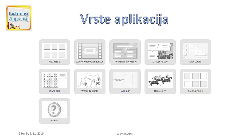 Vrste aplikacija Šibenik, 6. 11. 2019. Learning. Apps 