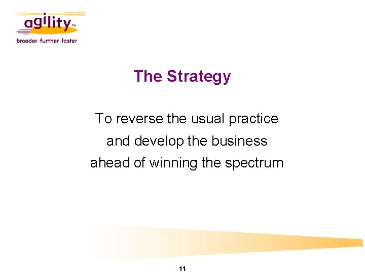 The Strategy To reverse the usual practice and develop the business ahead of winning