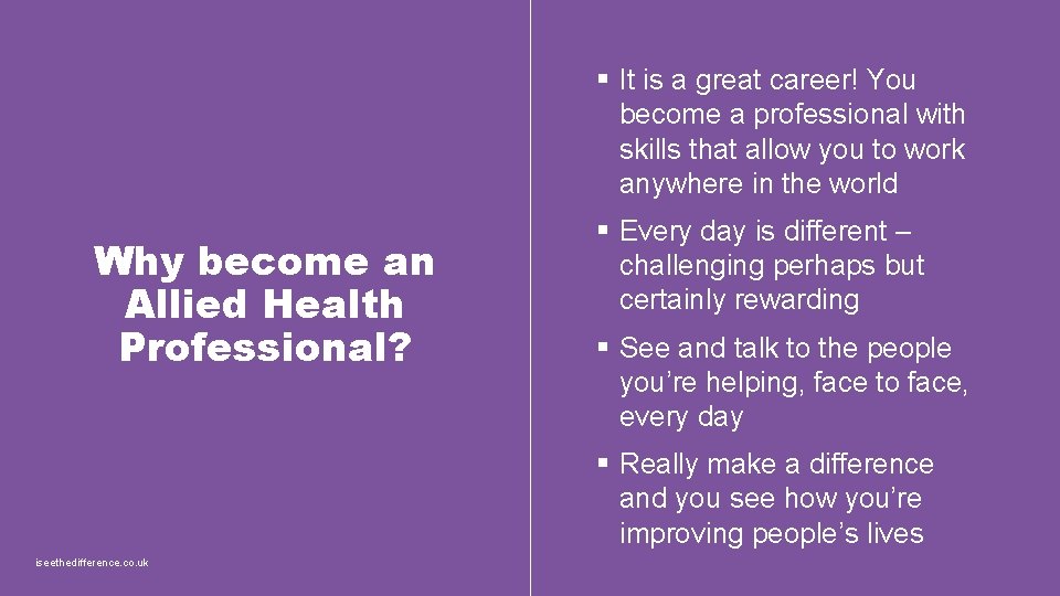 § It is a great career! You become a professional with skills that allow § It is a great career! You become a professional with skills that allow