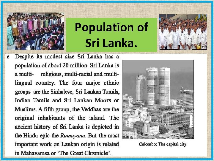 Population of Sri Lanka. 