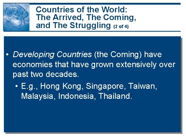 Countries of the World: The Arrived, The Coming, and The Struggling (2 of 4) Countries of the World: The Arrived, The Coming, and The Struggling (2 of 4)