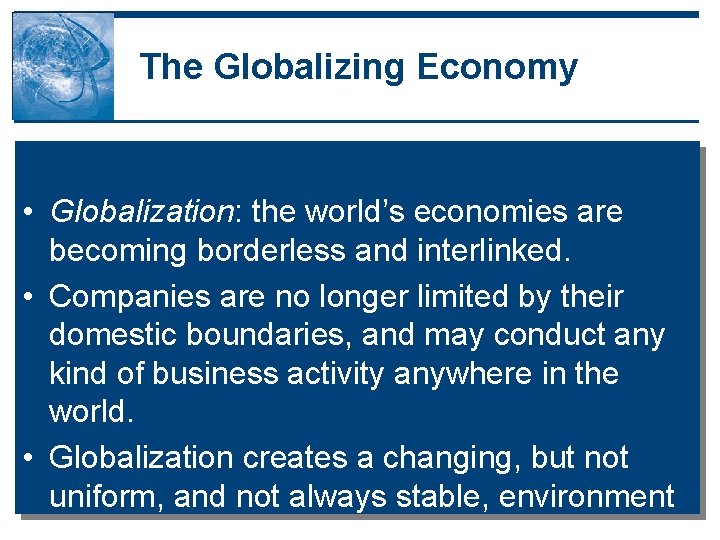 Chapter 1 Multinational Management In a Changing World