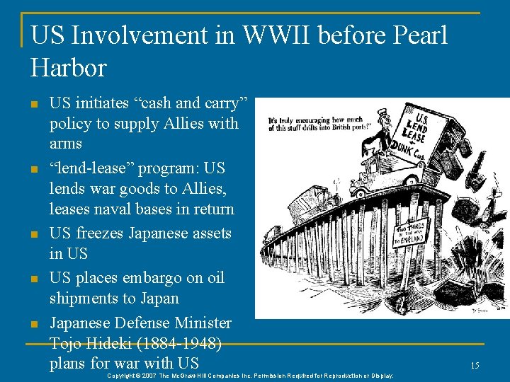 US Involvement in WWII before Pearl Harbor n n n US initiates “cash and US Involvement in WWII before Pearl Harbor n n n US initiates “cash and