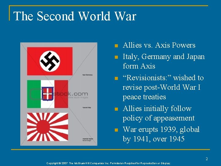 The Second World War n n n Allies vs. Axis Powers Italy, Germany and The Second World War n n n Allies vs. Axis Powers Italy, Germany and