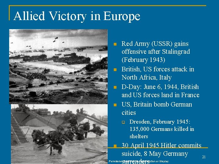 Allied Victory in Europe n n Red Army (USSR) gains offensive after Stalingrad (February Allied Victory in Europe n n Red Army (USSR) gains offensive after Stalingrad (February