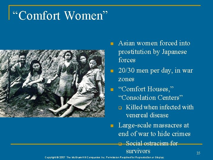 “Comfort Women” n n n Asian women forced into prostitution by Japanese forces 20/30 “Comfort Women” n n n Asian women forced into prostitution by Japanese forces 20/30