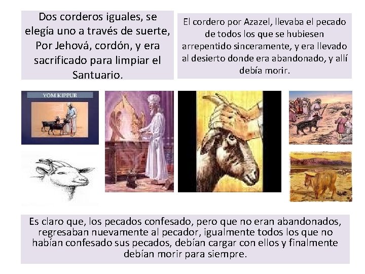 Dos corderos iguales, se El cordero por Azazel, llevaba el pecado elegía uno a Dos corderos iguales, se El cordero por Azazel, llevaba el pecado elegía uno a
