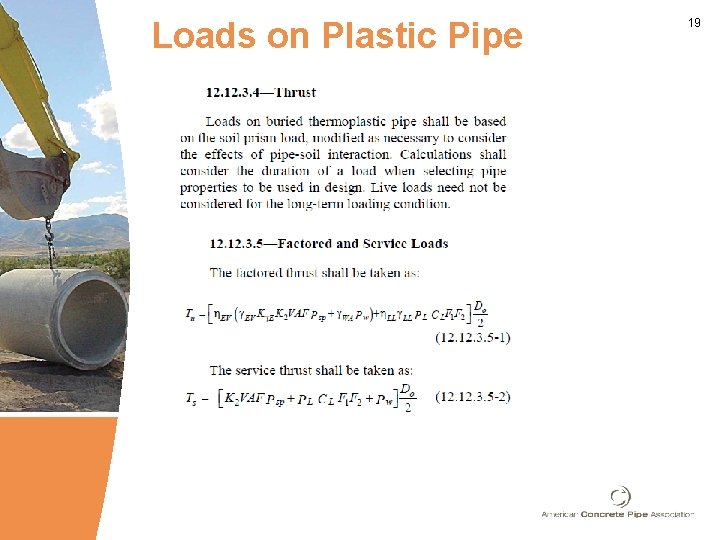 Loads on Plastic Pipe 19 