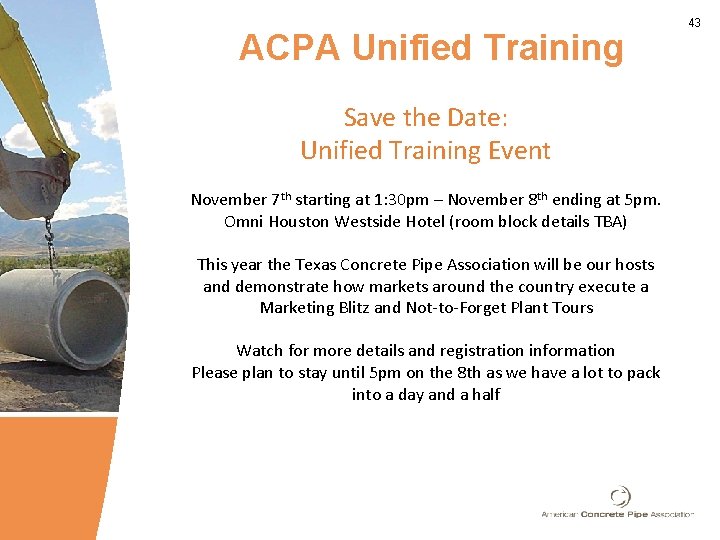 ACPA Unified Training Save the Date: Unified Training Event November 7 th starting at