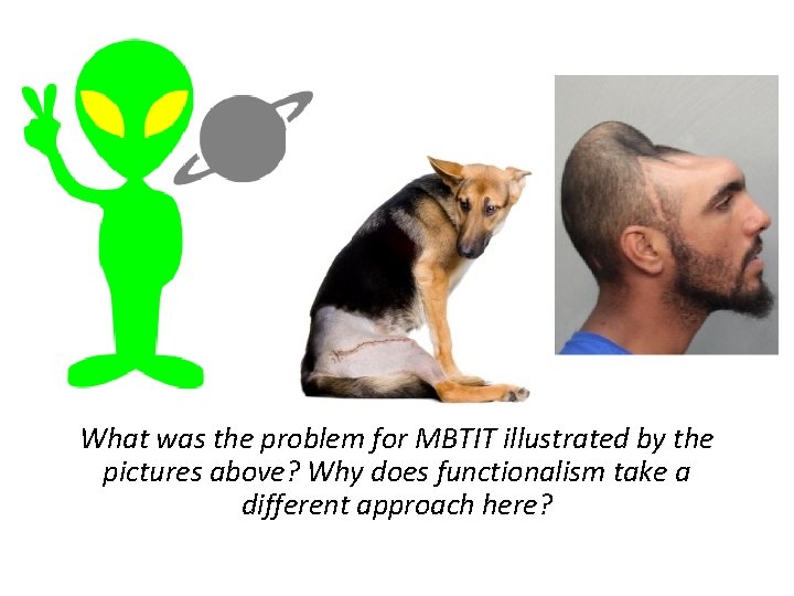 What was the problem for MBTIT illustrated by the pictures above? Why does functionalism