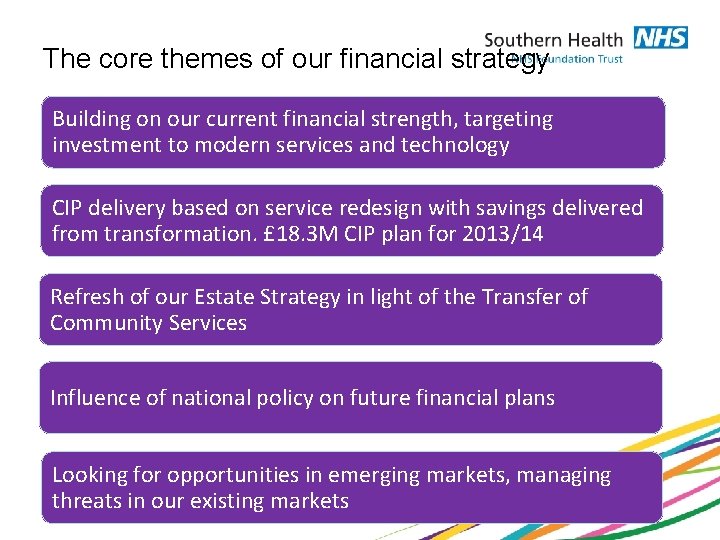 The core themes of our financial strategy Building on our current financial strength, targeting