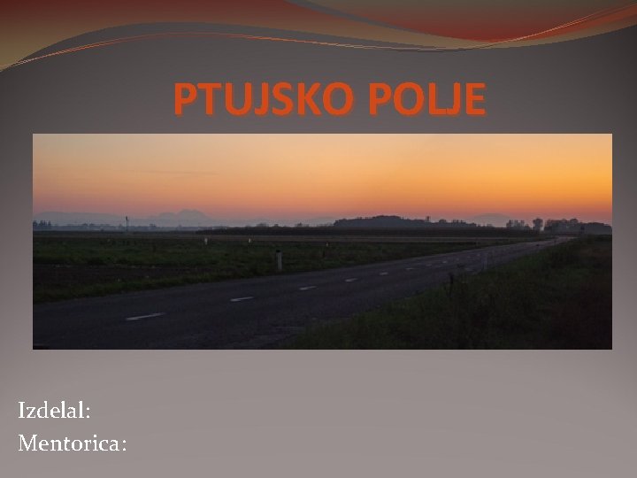 PTUJSKO POLJE Izdelal: Mentorica: 