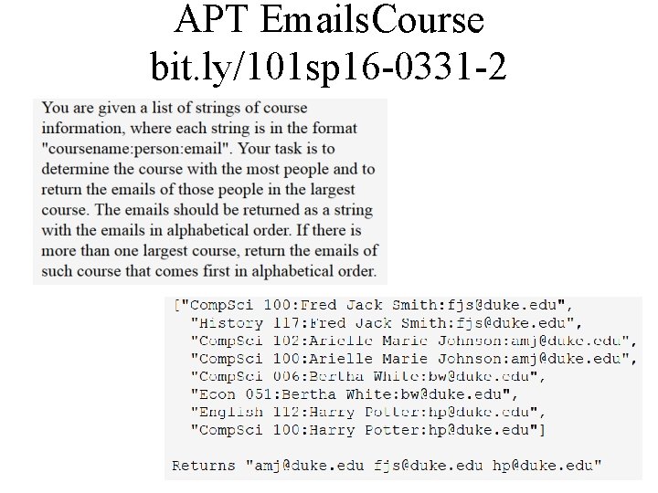 APT Emails. Course bit. ly/101 sp 16 -0331 -2 