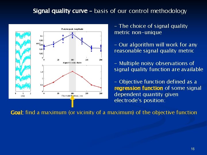 Signal quality curve – basis of our control methodology - The choice of signal