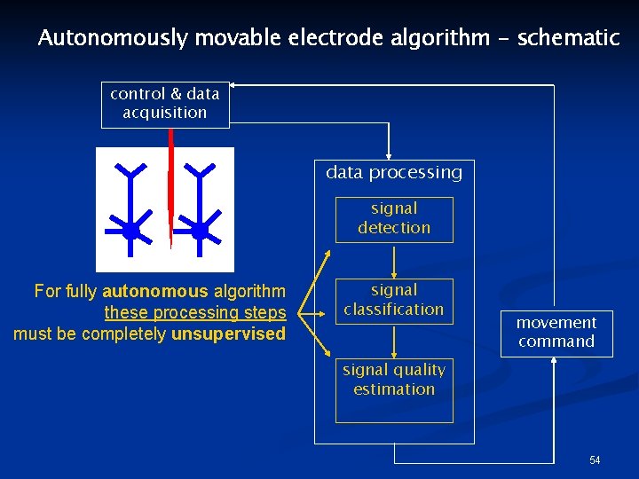 Autonomously movable electrode algorithm - schematic control & data acquisition data processing signal detection