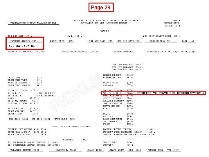 Page 29 503 MA ONLY MM I P K C E L REFERRED TO