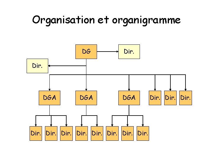 Organisation et organigramme DG Dir. DGA Dir. 