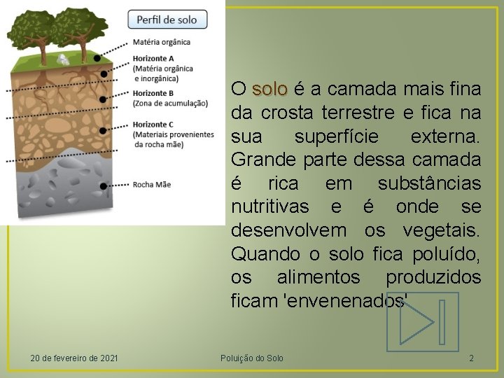 O solo é a camada mais fina solo da crosta terrestre e fica na