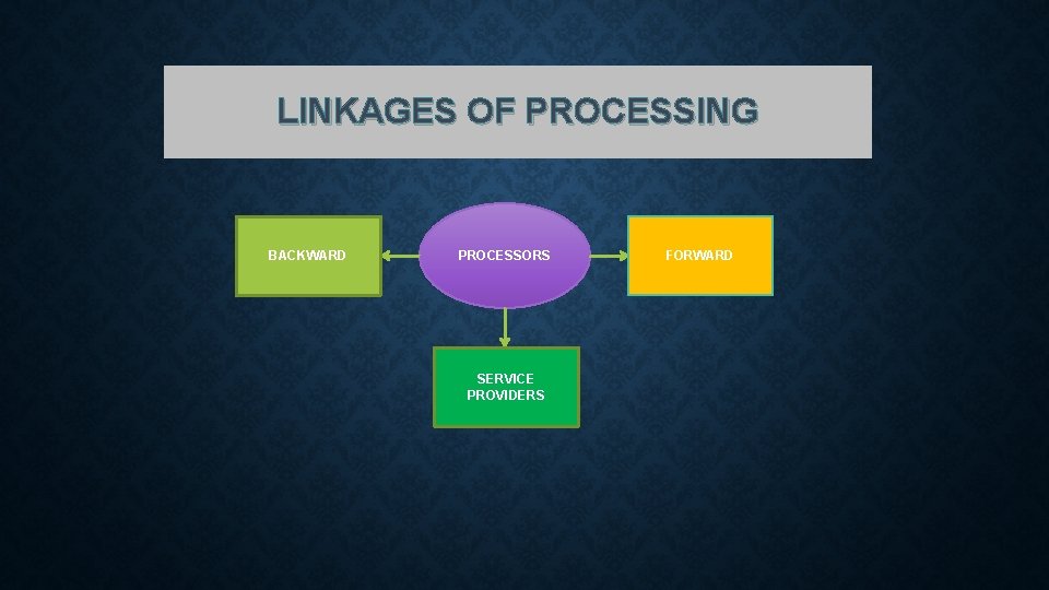 LINKAGES OF PROCESSING BACKWARD PROCESSORS SERVICE PROVIDERS FORWARD 