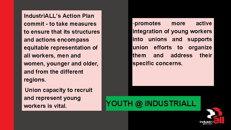 Industri. ALL’s Action Plan commit - to take measures to ensure that its structures