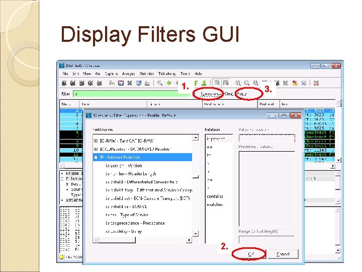 Display Filters GUI 1. 3. 2. 