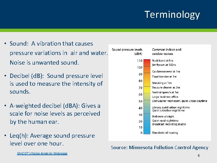 Terminology • Sound: A vibration that causes pressure variations in air and water. Noise