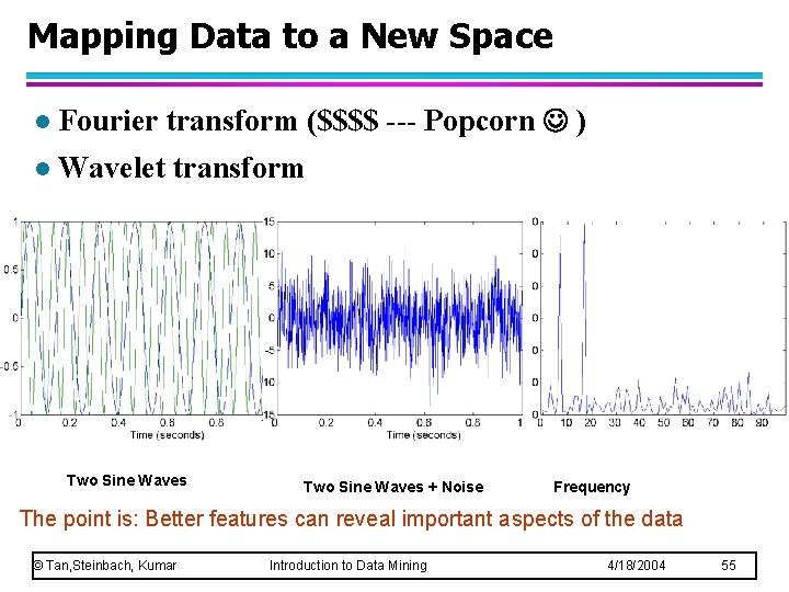 Mapping Data to a New Space l Fourier transform ($$$$ --- Popcorn ) l